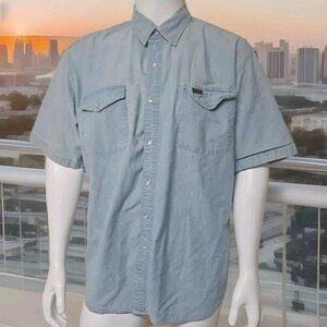 Carhartt Pearl Snap Shirt Mens Sz XL Denim Short Sleeve Chambray Western Y2K